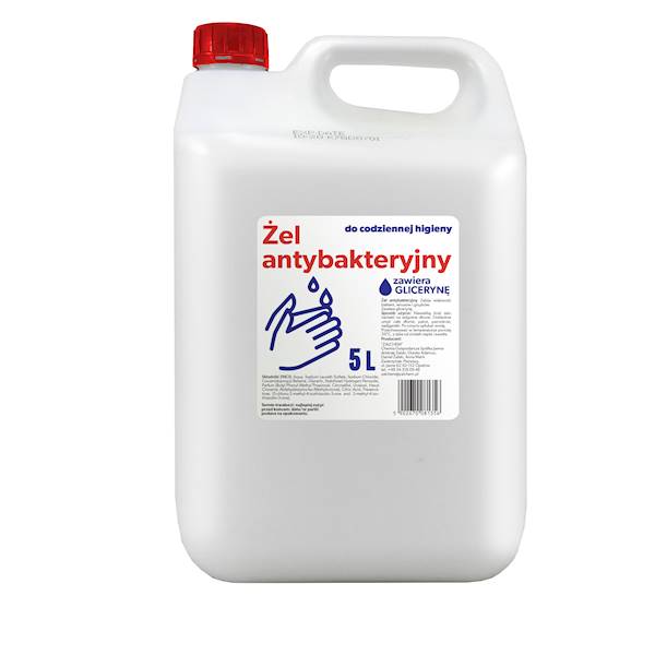 Żel antyb. do dezynfekcji rąk 5L wirusob. do spłuk