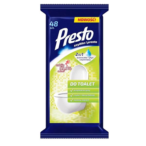 PRESTO CLEAN ściereczki DO TOALET antybakt. 48szt