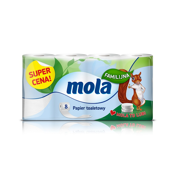 PAPIER toaletowy MOLA op.8szt FAMILIJNA BIAŁA EKO