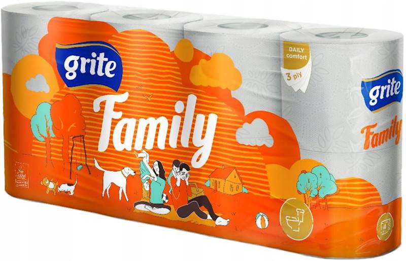 GRITE FAMILY papier toaletowy 8szt biały 3-w.  /7/