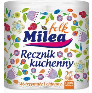 MILEA RĘCZNIK kuchenny 2szt biały FOLK  /24/
