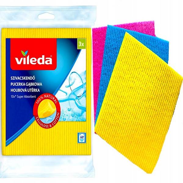 VILEDA ścierka gąbczasta 3szt PUCERKA GĄBKOWA 3szt