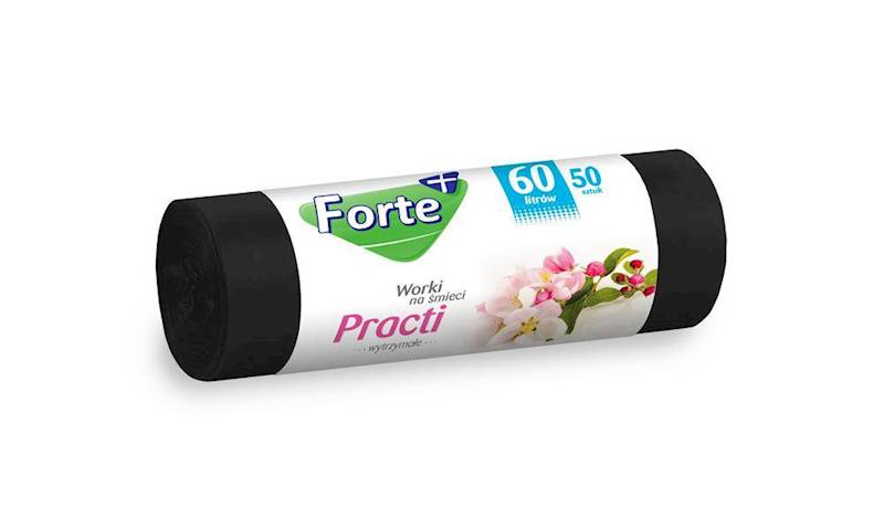 WORKI 60L 50szt HDPE czarne FORTE PRACTI 1447