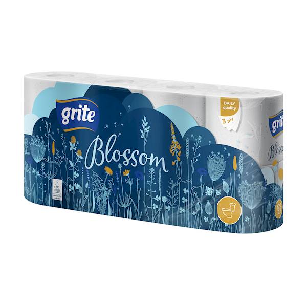GRITE BLOSSOM papier toaletowy 8szt biały 3-w. /7/