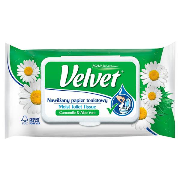 PAPIER NAWILŻANY TOALETOWY 42szt VELVET