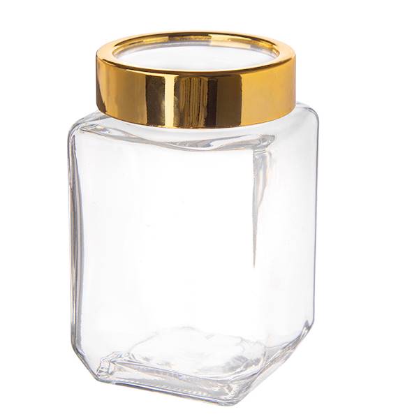 POJEMNIK KWADRATOWY szklany 700ml złota pokrywka
