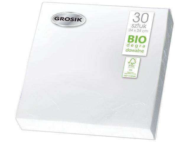 SERWETKI 24x24cm - 30szt białe GROSIK 