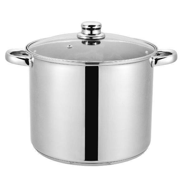 GARNEK 24cm 9L nierdzewny WYSOKI z pokr.szklaną