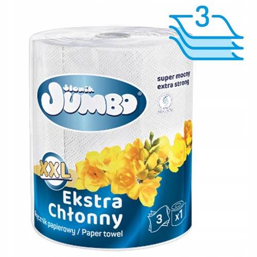 RĘCZNIK JUMBO biały celulo 3w SŁONIK 1szt 250LIST