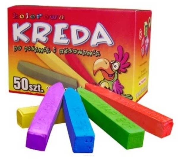 KREDA 50szt KOLOROWA kwadratowa niepyląca B5