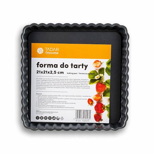 FORMA DO TARTY KWADRAT. 21x21X2,5cm wyjmowane dno