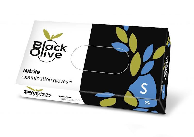 RĘKAWICE NITRYLOWE  S 100szt BLACK OLIVE czarn