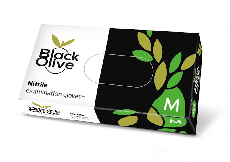 RĘKAWICE NITRYLOWE  M 100szt BLACK OLIVE czarn