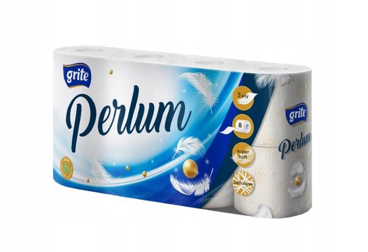 GRITE PERLUM papier toaletowy 8szt BIAŁY 3w