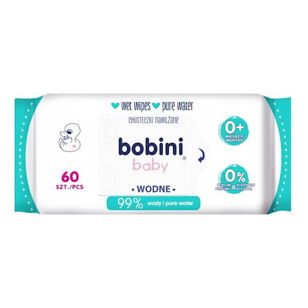 BOBINI BABY chusteczki nawilżone WODNE 60szt