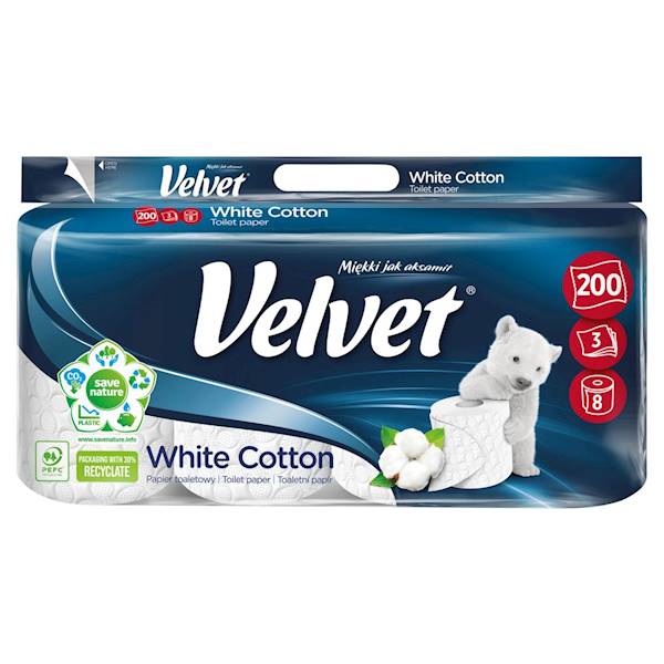 VELVET EXCELLENCE White Cotton papier 8szt 3w.