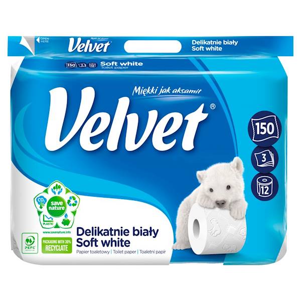 VELVET DELIKATNIE BIAŁY papier 12szt 3w