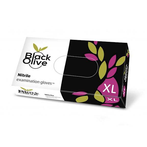 RĘKAWICE NITRYLOWE XL 100szt BLACK OLIVE czarne
