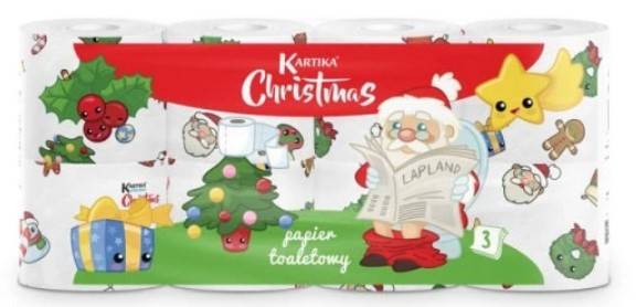 PAPIER toaletowy 8szt biały celuloza 3w Świąteczny