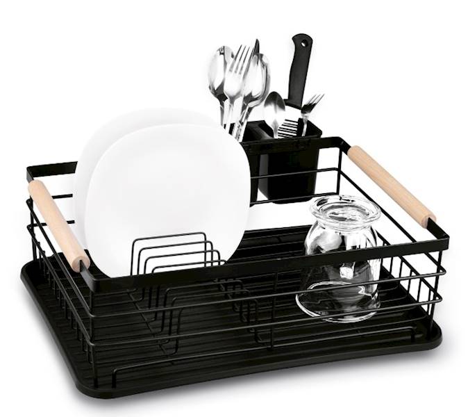 SZUSZARKA DO NACZYŃ metalowa 43x32x15 cm czarna