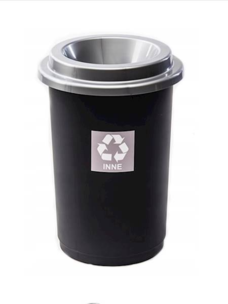KOSZ ECO BIN 50L do segregacji CZARNY pokr.SREBRNA
