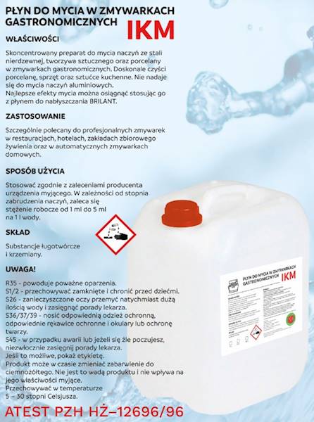 IKM 10L płyn do zmywarek gastronomicznych 
