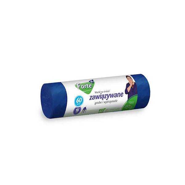 WORKI 60L 16szt FORTE LDPE NIEBIESKIE zawiązywane 