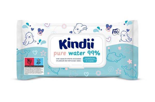 KINDII chusteczki nawilżone 60szt Pure Water WODNE