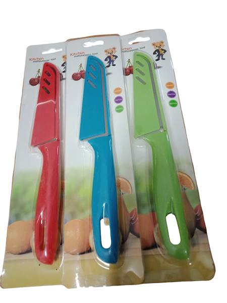 NÓŻ 10cm HACCP obierk zielony/czerwony//niebieski