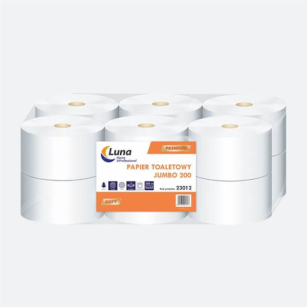 PAPIER JUMBO BIAŁY 12szt 200m celuloza 2w 23012