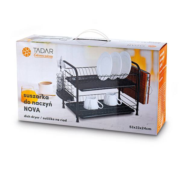 SUSZARKA DO NACZYŃ metalowa 53x33x24cm czarna NOVA