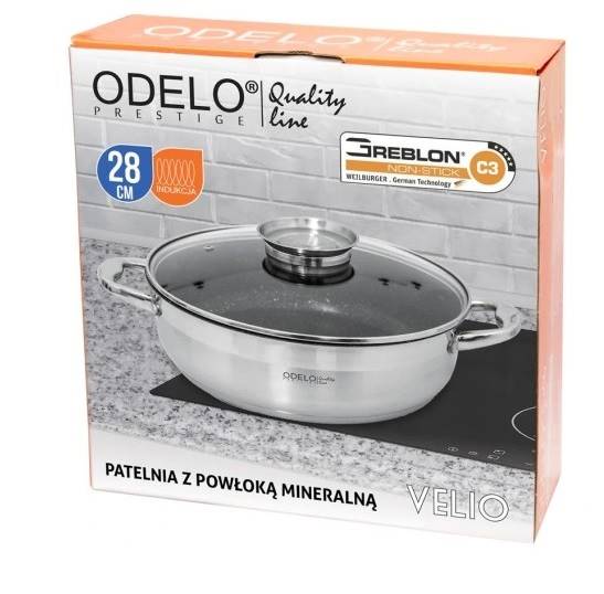 PATELNIA 28cm stal/ rondel Greblon C3 VELIO OD1671