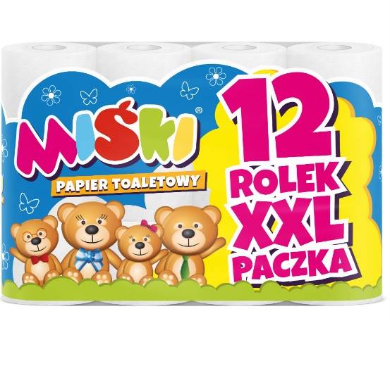 PAPIER toal.MIŚKI 12szt BIAŁY celuloza 2w 