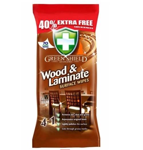 GREEN SHIELD chusteczki 70szt WOOD & LAMINATE