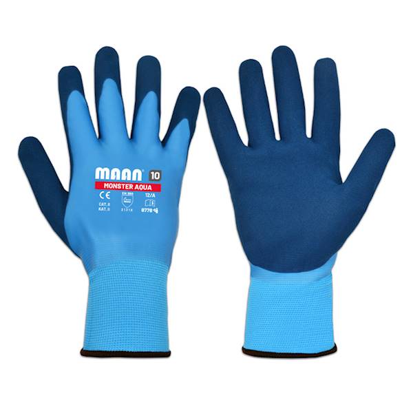 RĘKAWICE ochronne poliestrowe-9- MONSTER AQUA 8777