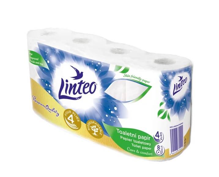 LINTEO IV papier toaletowy 8szt celuloza 4w BIAŁY 