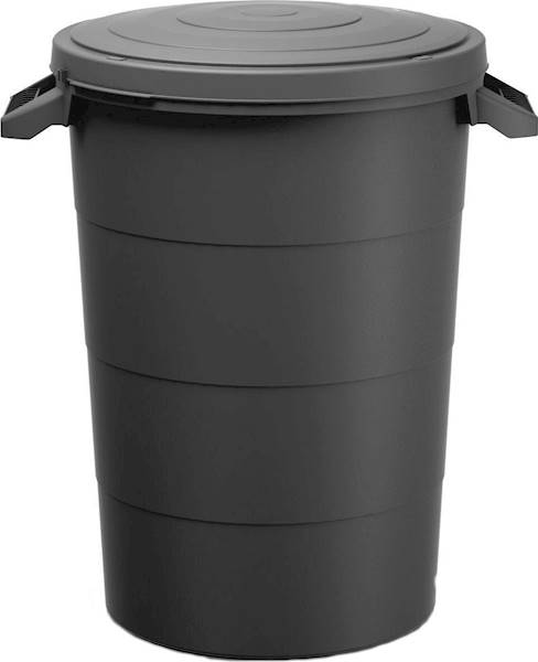 KOSZ OGRODOWY 80L SMOOTH czarny okrągły z pokrywą