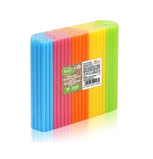 SŁOMKI / RURKI 200szt wielokrotnego użytku KOLOR