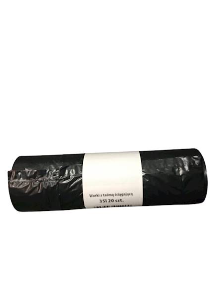 WORKI 35L 20szt LDPE CZARNE z taśmą ściągającą