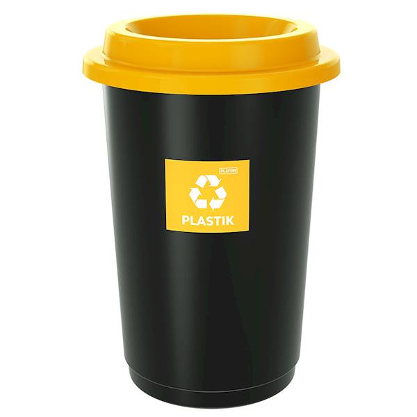 KOSZ 50L SEGREGACJA okrągły ECO BIN czarno ŻÓŁTY
