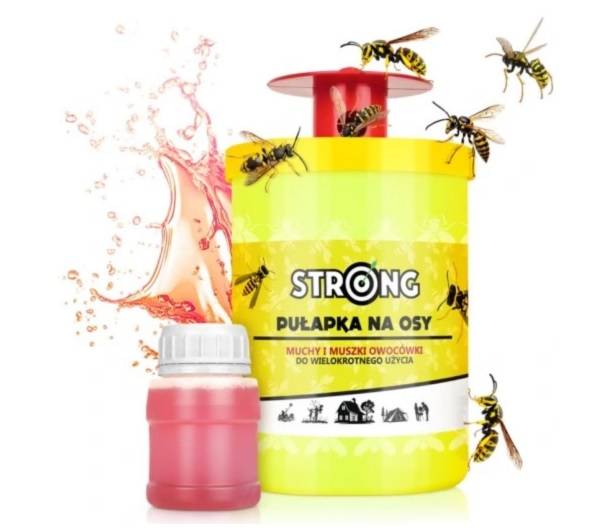 STRONG PUŁAPKA NA OSY, MUCHY, MUSZKI 1szt + płyn