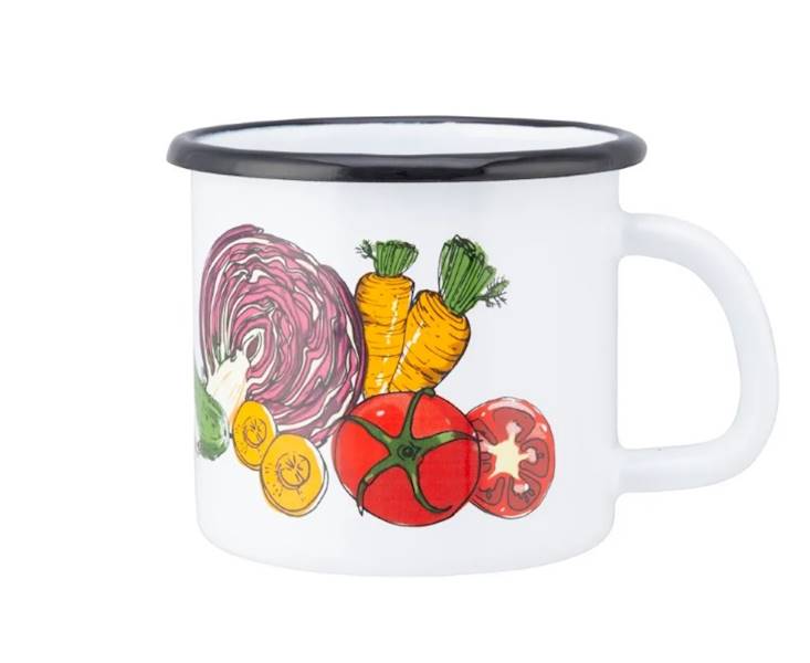 KUBEK 9cm emaliowany 0,45L zdob.WARZYWA