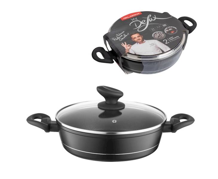 GARNEK 24cm 2,3L niski z pokr.szkl. DELUX Florina