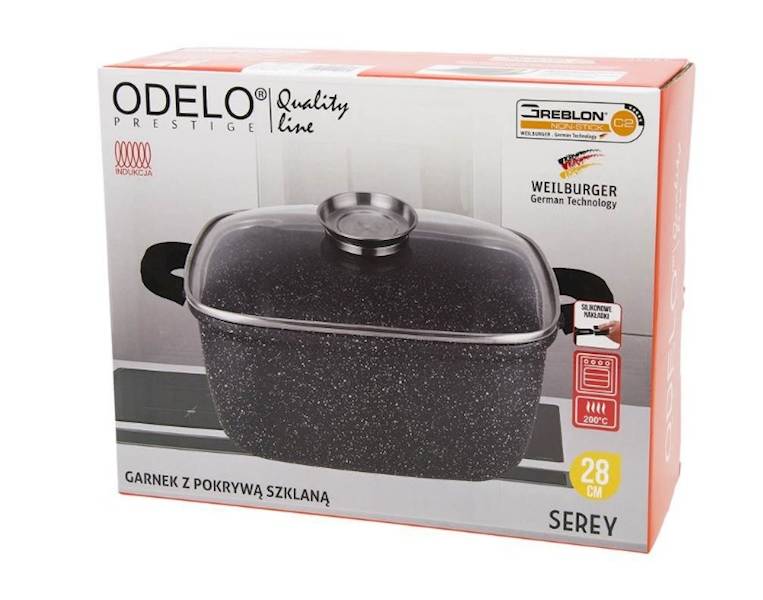 GARNEK 28cm 6L kwadratowy SEREY z/p szkl. 28x28x12