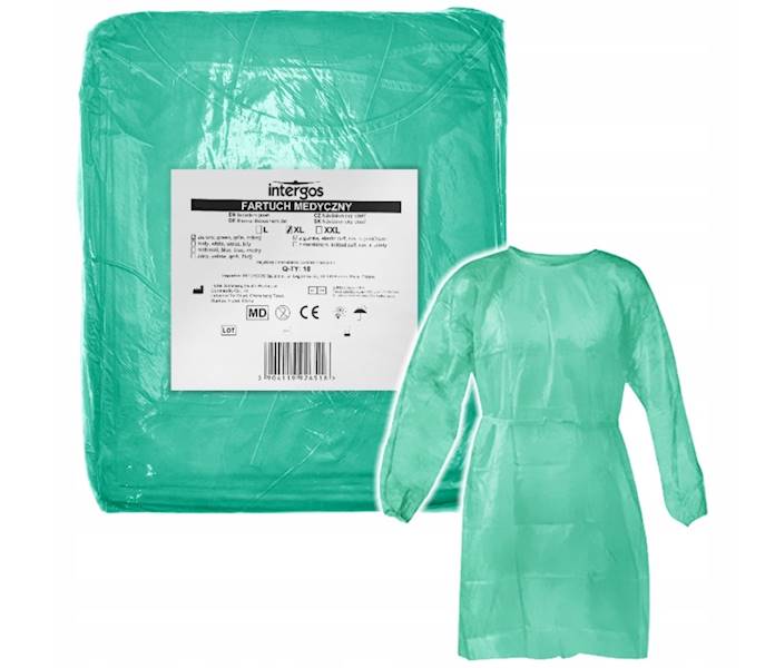 FARTUCH włókninowy na troki op.10szt zielony /8%/