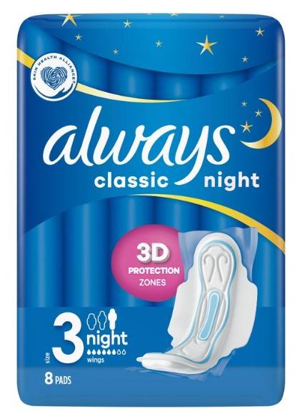 ALWAYS Classic Night Skrz 8szt podpaski