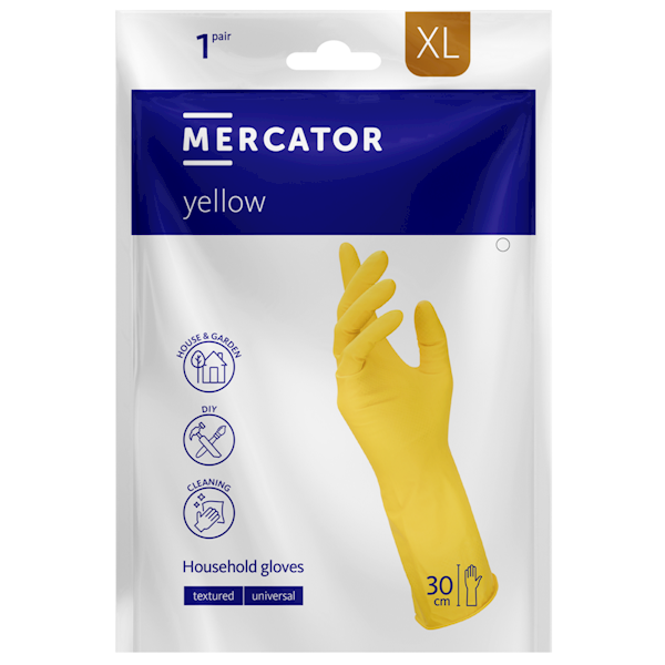 RĘKAWICE GOSPODARCZE gumowe Mercator żółte L