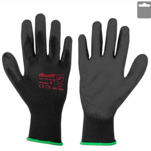 RĘKAWICE ochronne SOFT PU (9) BLACK 1-para 7945