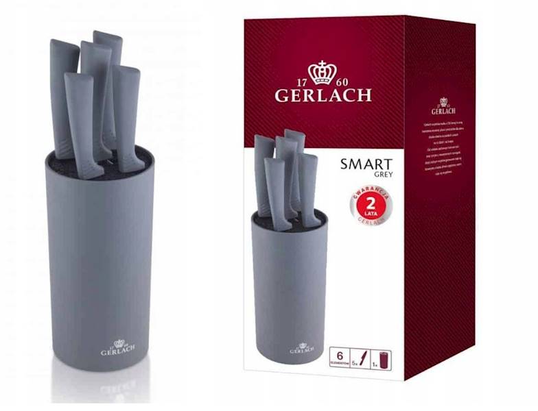 GERLACH ZESTAW NOŻY - 5szt  w bloku SMART GREY 