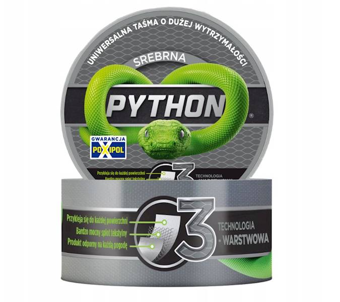 TAŚMA PYTHON - SREBRNA uniwersalna 48mm x 9m 